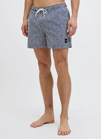 Jack & Jones Lacivert Erkek Şort Mayo 12272933_JPSTMAUI JJSWIM MINI STRIP