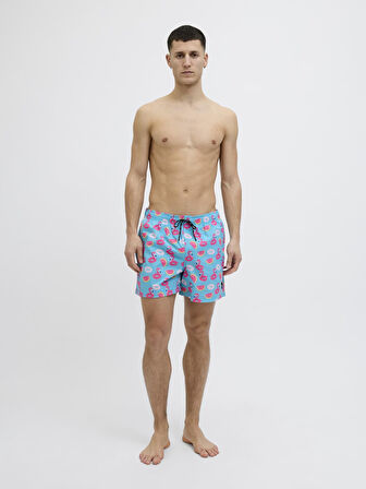 Jack & Jones JPSTMAUI JJSWIM Erkek Desenli Deniz Şortu - Hızlı Kuruyan Kumaş 