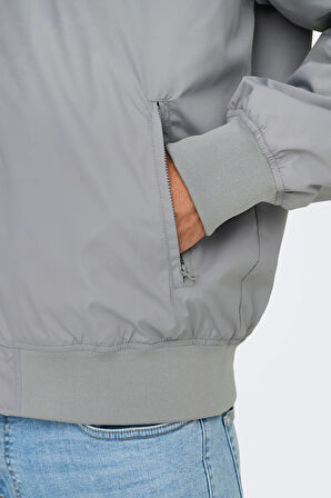 Only & Sons Erkek Onsgavın Ribanalı Mevsimlik Spor Bomber Ceket 22030757 Gri