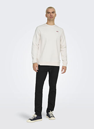 Only & Sons O Yaka Beyaz Erkek Sweatshırt ONSDAWSON REG CREW VD