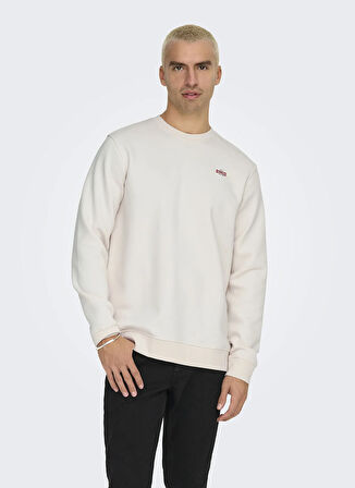 Only & Sons O Yaka Beyaz Erkek Sweatshırt ONSDAWSON REG CREW VD