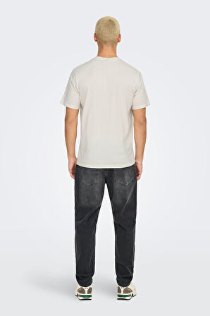 Only & Sons Erkek Onsdawson Regular Fit Kısa Kollu %100 Pamuk T-Shirt 22033190 Ekru