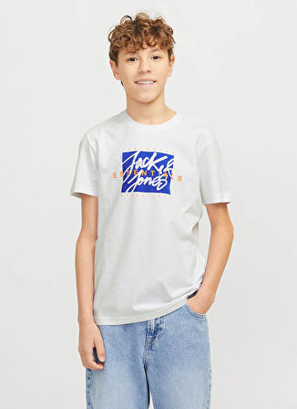 Jack & Jones Baskılı Beyaz Erkek Çocuk T-Shirt 12269876