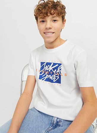 Jack & Jones Baskılı Beyaz Erkek Çocuk T-Shirt 12269876