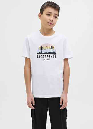 Jack & Jones Baskılı Beyaz Erkek Çocuk T-Shirt 12269922