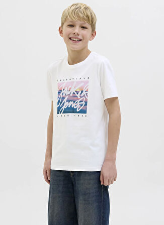 Jack & Jones Baskılı Beyaz Erkek Çocuk T-Shirt 12269809