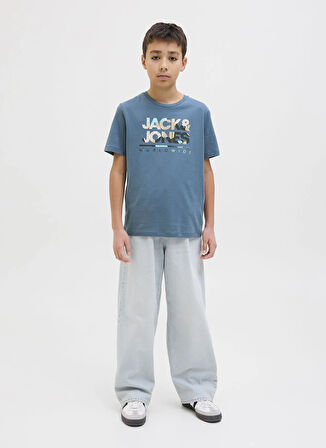 Jack & Jones Baskılı Mavi Erkek T-Shirt 12259476