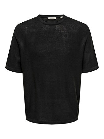 ONSKALMAR RLX 12 SS CREW KNIT  Siyah Kazak - 22033561