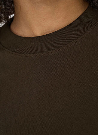 Only O Yaka Düz Kahve Kadın T-Shirt ONLMONJA LIFE S/S TEE JRS NOOS