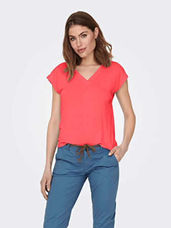 Only Onlfree Life S/S Mod V-Neck Top Jrs Noos Kadın T-shirt 15287041