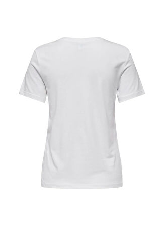 Only O Yaka Baskılı Beyaz Kadın T-Shirt ONLABBY LIFE REG S/S AOP TOP BOX JR