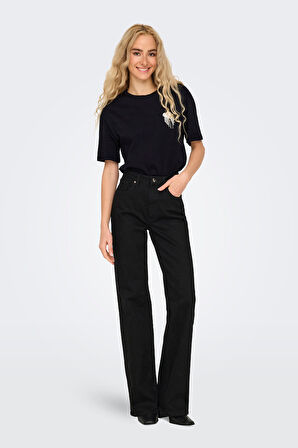 Only Kadın Onlvıta Bisiklet Yaka Kısa Kol %100 Pamuk T-Shirt 15343769 Siyah