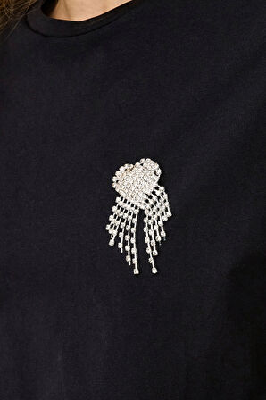 Only Kadın Onlvıta Bisiklet Yaka Kısa Kol %100 Pamuk T-Shirt 15343769 Siyah