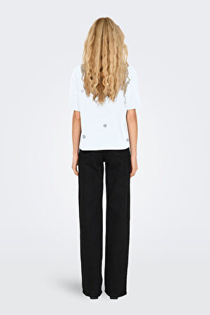 Only Kadın Onlvıta Bisiklet Yaka Kısa Kol %100 Pamuk T-Shirt 15343769 Ekru