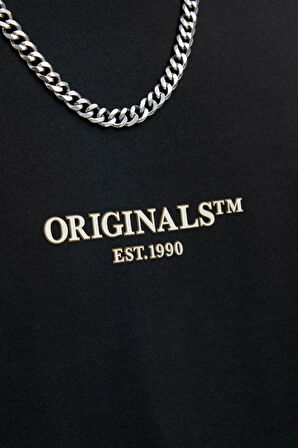 Jack & Jones Erkek Jorıslıngton Bisiklet Yaka Kısa Kollu %100 Pamuk T-Shirt 12273157 Siyah