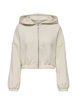 Only Kapüşon Yaka Düz Krem Kadın Sweatshırt ONLSCARLETT LIFE LS ZIP HOOD SWT NO