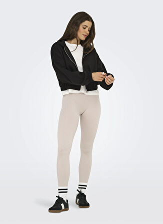 Only Kapüşon Yaka Düz Siyah Kadın Sweatshırt ONLSCARLETT LIFE LS ZIP HOOD SWT NO