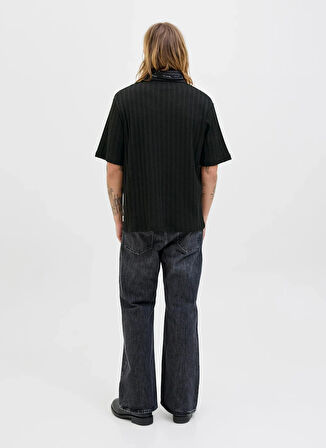 Jack & Jones Polo Yaka Normal Siyah Erkek Kazak 12277581_JORHYDRA SPLIT NECK POLO