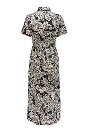 Only Kadın Onlpaula Desenli Toka Kemerli Maxi Elbise 15341613 Siyah