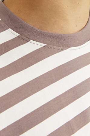 JORVESTERBRO NEWTON STRIPE TEE SS CN BORDO-BEYAZ