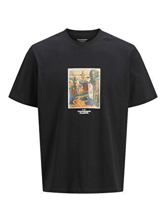 Jack & Jones Erkek Baskılı Bisiklet Yaka T-Shirt - 12273494