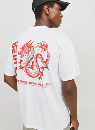 Jack & Jones Bisiklet Yaka Beyaz Erkek T-Shirt 12275402_JORSNAKE TEE SS CREW NECK