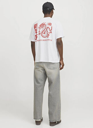 Jack & Jones Bisiklet Yaka Beyaz Erkek T-Shirt 12275402_JORSNAKE TEE SS CREW NECK