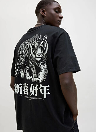 Jack & Jones Bisiklet Yaka Siyah Erkek T-Shirt 12275402_JORSNAKE TEE SS CREW NECK