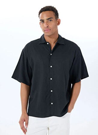 Jack & Jones Geniş Fit Siyah Erkek Gömlek 12271066_JORPAROS OVERSIZED SHIRT S
