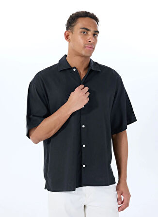 Jack & Jones Geniş Fit Siyah Erkek Gömlek 12271066_JORPAROS OVERSIZED SHIRT S