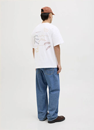 Jack & Jones Bisiklet Yaka Beyaz Erkek T-Shirt 12273388_JORMARRAKESH SKETCH TEE SS