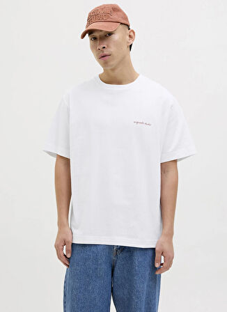 Jack & Jones Bisiklet Yaka Beyaz Erkek T-Shirt 12273388_JORMARRAKESH SKETCH TEE SS
