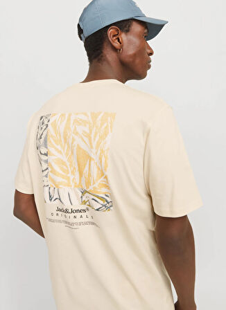 Jack & Jones Bisiklet Yaka Krem Erkek T-Shirt 12272996_JORSPLIT BACK TEE SS CREW