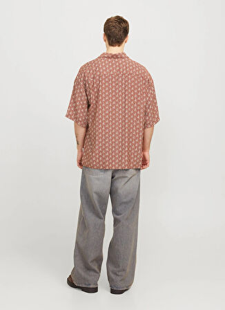 Jack & Jones Geniş Fit Kızıl Kahve Erkek Gömlek 12271103_JORMARSHALL ISLINGTON AOP
