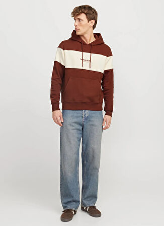 Jack & Jones Kapüşon Yaka Kiremit Erkek Sweatshırt JORVESTERBRO BLOCK SWEAT HOOD STYD