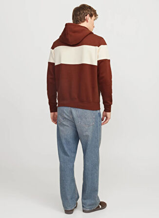 Jack & Jones Kapüşon Yaka Kiremit Erkek Sweatshırt JORVESTERBRO BLOCK SWEAT HOOD STYD