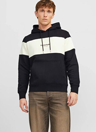 Jack & Jones Kapüşon Yaka Siyah Erkek Sweatshırt JORVESTERBRO BLOCK SWEAT HOOD STYD