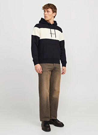 Jack & Jones Kapüşon Yaka Siyah Erkek Sweatshırt JORVESTERBRO BLOCK SWEAT HOOD STYD