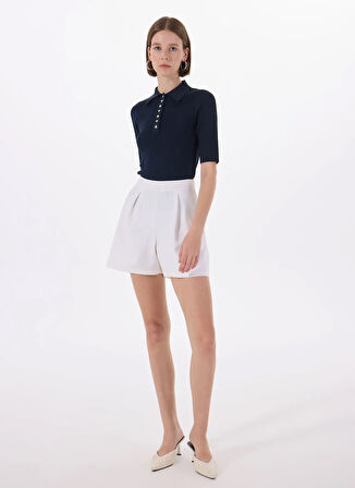 Vero Moda Polo Yaka Dar Lacivert Kazak Kadın VMPEARL 2/4 POLONECK PULLOVER PRM
