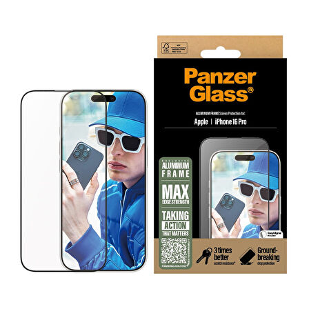 PanzerGlass iPhone 16 Pro  Alüminyum Çerçeve UWF Ekran Koruyucu