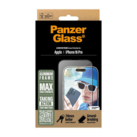 PanzerGlass iPhone 16 Pro  Alüminyum Çerçeve UWF Ekran Koruyucu