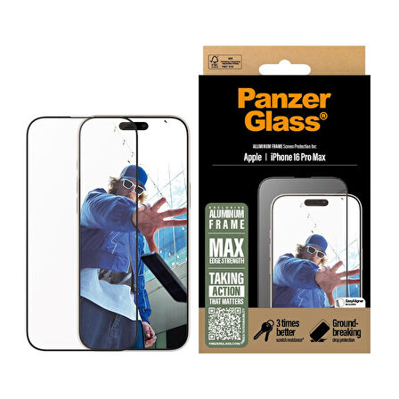 PanzerGlass iPhone 16 Pro Max Alüminyum Çerçeve UWF Ekran Koruyucu