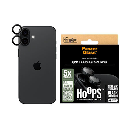 PanzerGlass iPhone 16/16 Plus Hoops Seramik Kamera Koruyucu