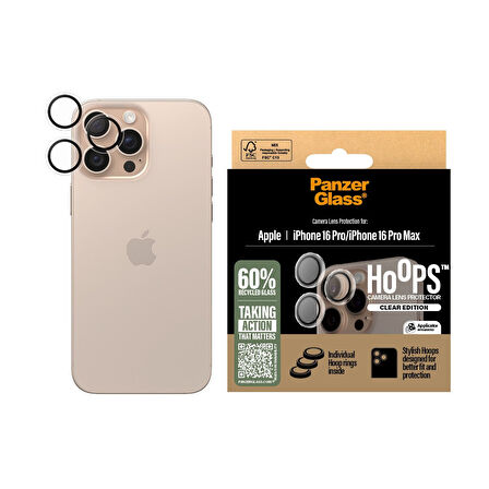 PanzerGlass iPhone 16 Pro/16 Pro Max Hoops Transparan Kamera Koruyucu