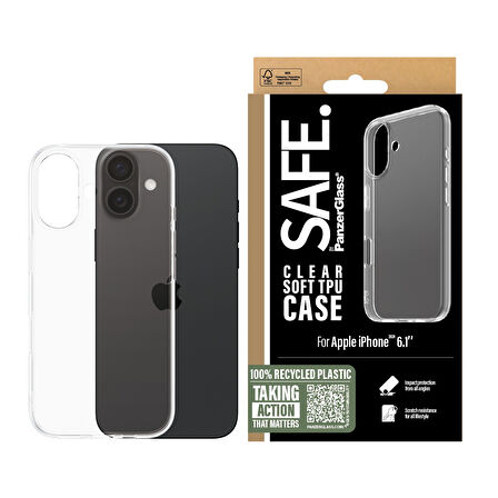 SAFE. by PanzerGlass iPhone 16 TPU Şeffaf Kılıf