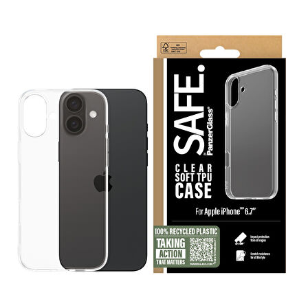 SAFE. by PanzerGlass iPhone 16 Plus TPU Şeffaf Kılıf