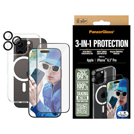 PanzerGlass iPhone 16 Pro 3 in 1 Bundle Ekran & Kamera Koruyucu & Kılıf