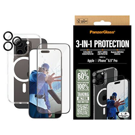 PanzerGlass iPhone 16 Pro Max 3 in 1 Bundle Ekran & Kamera Koruyucu & Kılıf