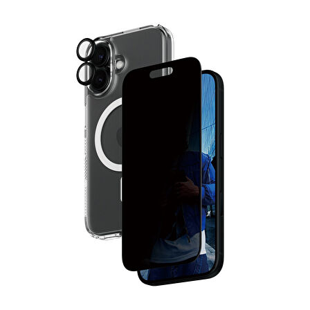 PanzerGlass iPhone 16 3 in 1 Privacy Bundle Ekran & Kamera Koruyucu & Kılıf