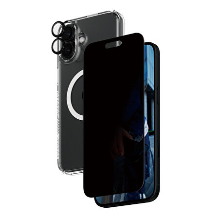 PanzerGlass iPhone 16 Plus 3 in 1 Privacy Bundle Ekran & Kamera Koruyucu & Kılıf